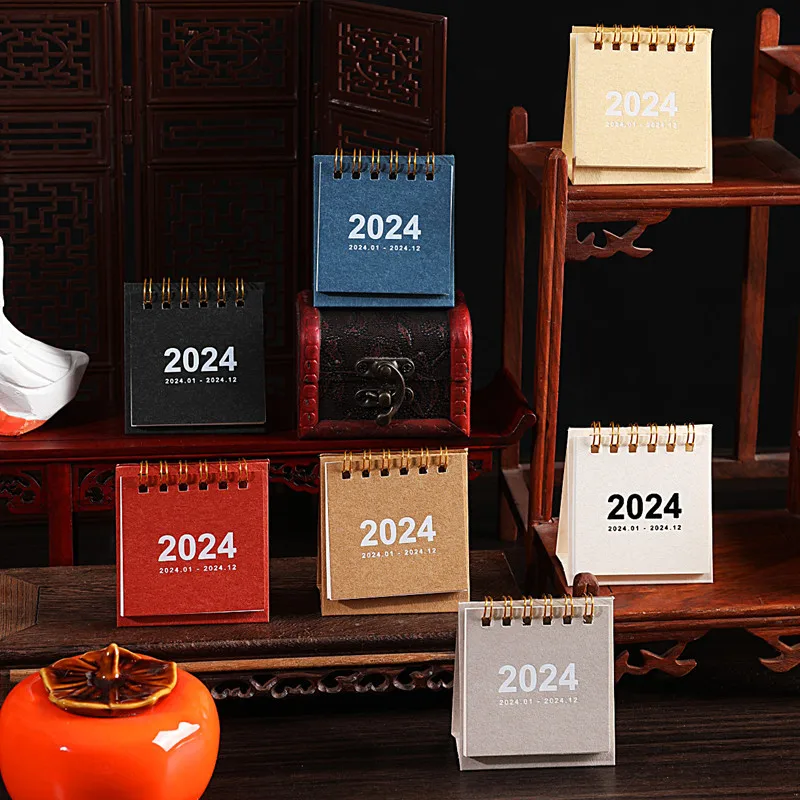 

2024 Retro Creative English Mini Calendar Office Desktop Decoration Portable Month Date Daily Calendar Coil Notepad Memorandum