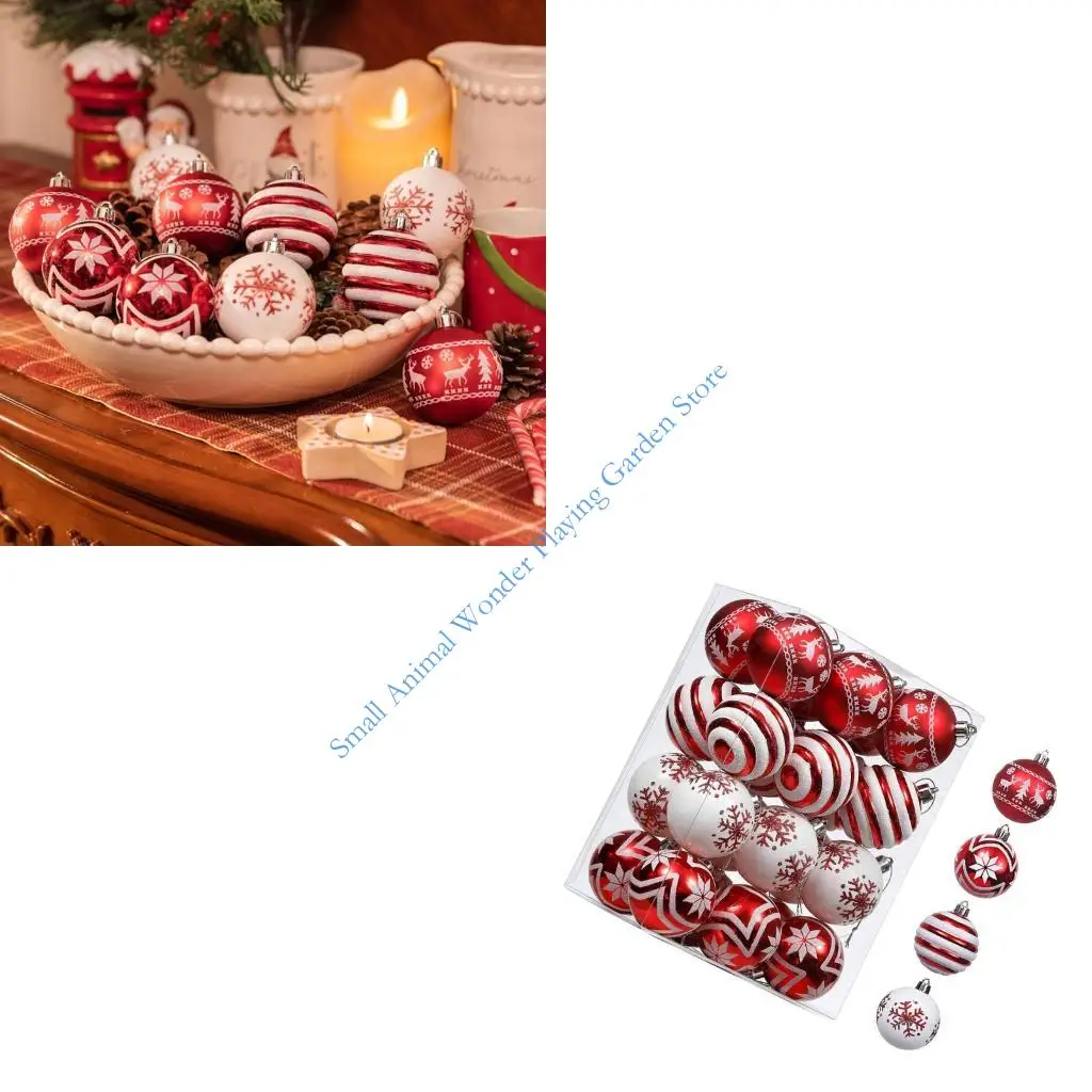 C9GC 24 PCS brillantes decoraciones chucherías navideños para árbol bola colgante del árbol Navidad para centros