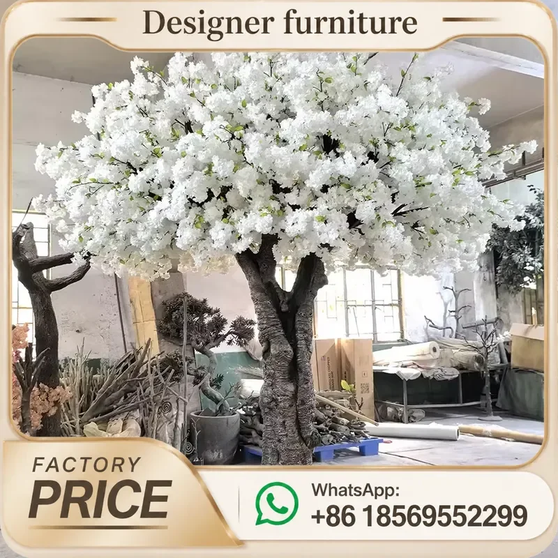 For Wedding Artificial Cherry Blossom Tree Large White Silk Sakura Flower Indoor Decorative Home Party Centerpiece High