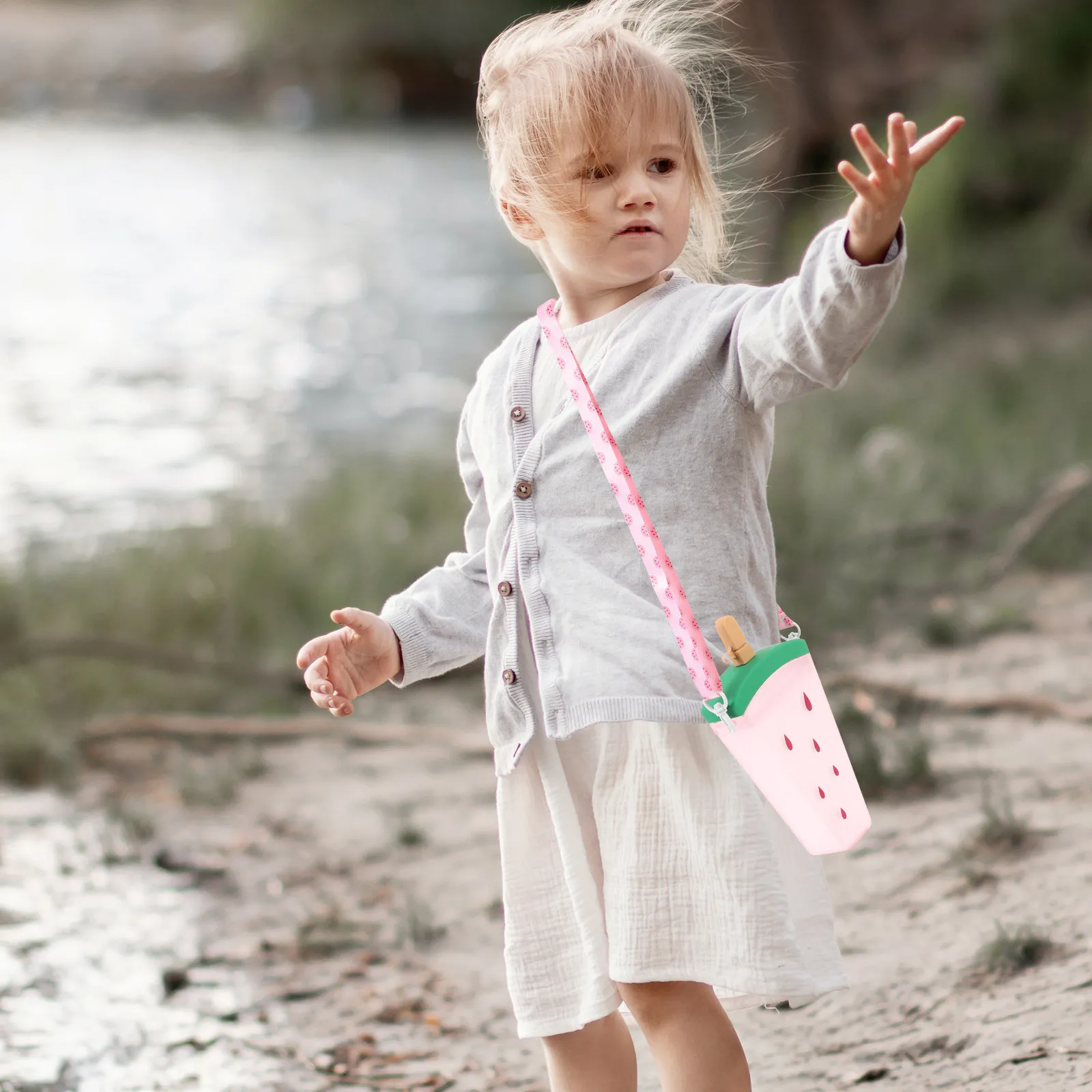 Leakproof Ice Pop-Shaped Portable Water Bottle Adorable Outdoor Water Cup with Strap for Travel Outdoor Bottle Cup