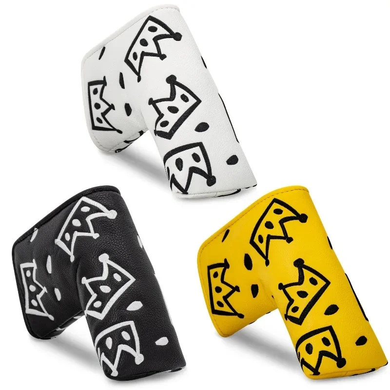Golf Putter Cover with Cheese Crown Design, PU Leather Soft Lining Protective Headcover, Fashionable Durable Golf Club Accessory
