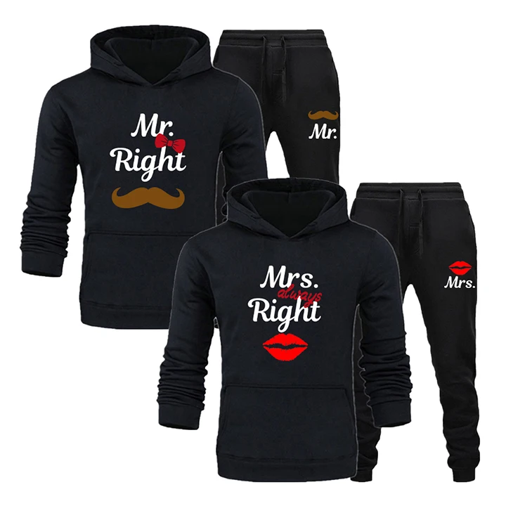 Mr. Back Print likes two pieces of sweatshirts and pants, a trendy, casual, and comfortable Y2K sportswear set for couples