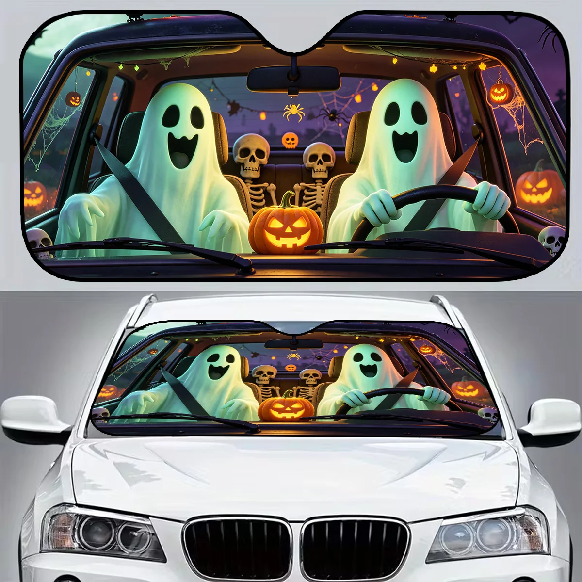 1pc -shaped Car Sunshade, Foldable for Easy Storage, Protective Sunshade to Keep Car Cool, Convenient Suction
