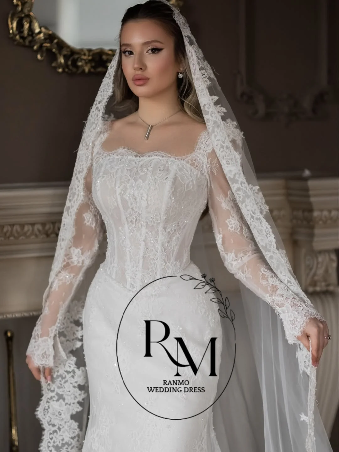 Ranmo New Exquisite Mermaid Wedding Dress Square Collar Sequined Lace Bridal Gown 2026 Floor-Length Customized Vestidos De Novia view 6