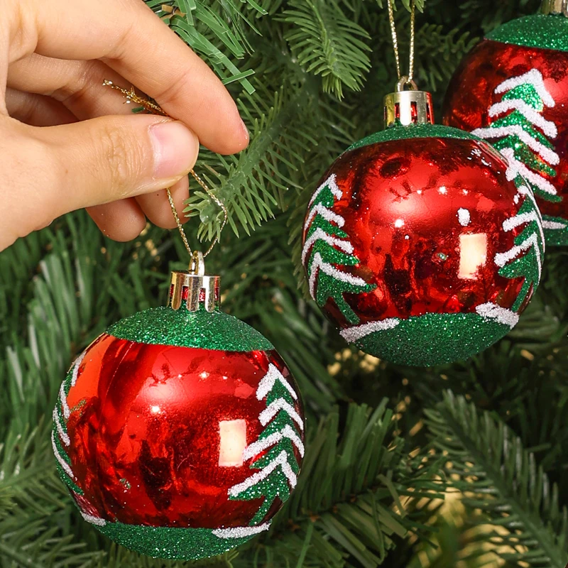 6cm Electroplated Christmas Balls Set Xmas Tree Pendant Christmas Ball Hanging Ornament for DIY New Year Party Home Decoration