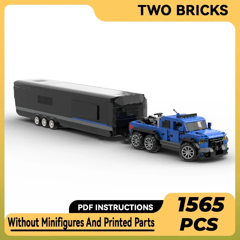 City Car Model Moc Building Bricks F-150 Vehicle With Trailer Technology Modular Blocks Gifts Christmas Toys DIY Sets Assembly