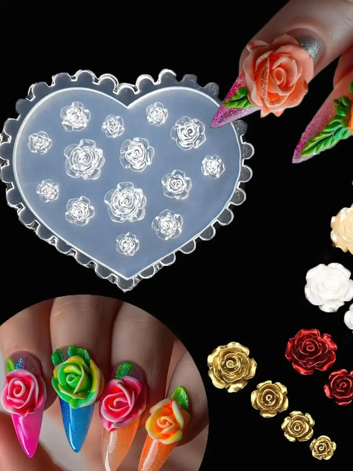 Moules à ongles en forme de fleur 3D, outils pour ongles en Silicone, fleur de camélia Rose, breloques pour ongles, moules en résine, sculpture d'art des ongles, accessoires en résine florale