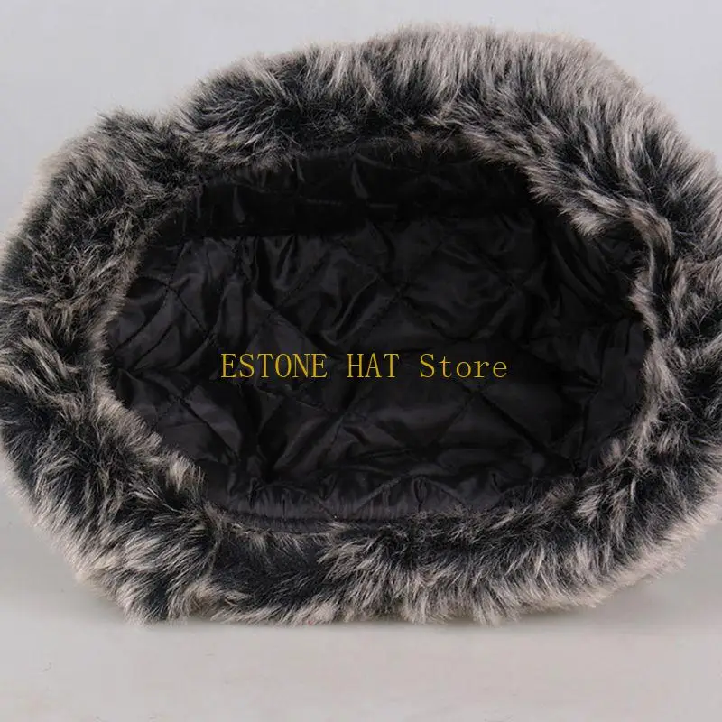 49MF Men Women Winter Warm Trapper Hat Lattice Plaid Print Thermal Plush Lined Bomber Ushanka Earflap Cap