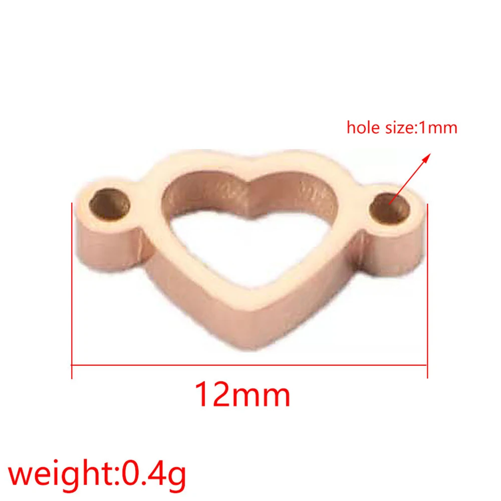 5Pcs Rose Gold Color Love Heart 304 Stainless Steel Connection Dangle Charms For DIY Bracelets or Necklace