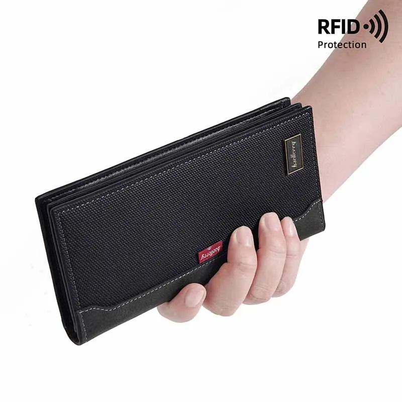 

Men Long Wallet Large Capacity Multiple Card Slots Zippered Purse Business Handbag Card Holder Wallet Coin Mobile Phone Billfold