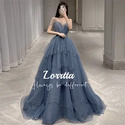 Wedding Dress Blue Gray Layered Beads Chiffon With Rhinestones Elegant Women Gala Pretty Women's Dresses Long Evening Customized