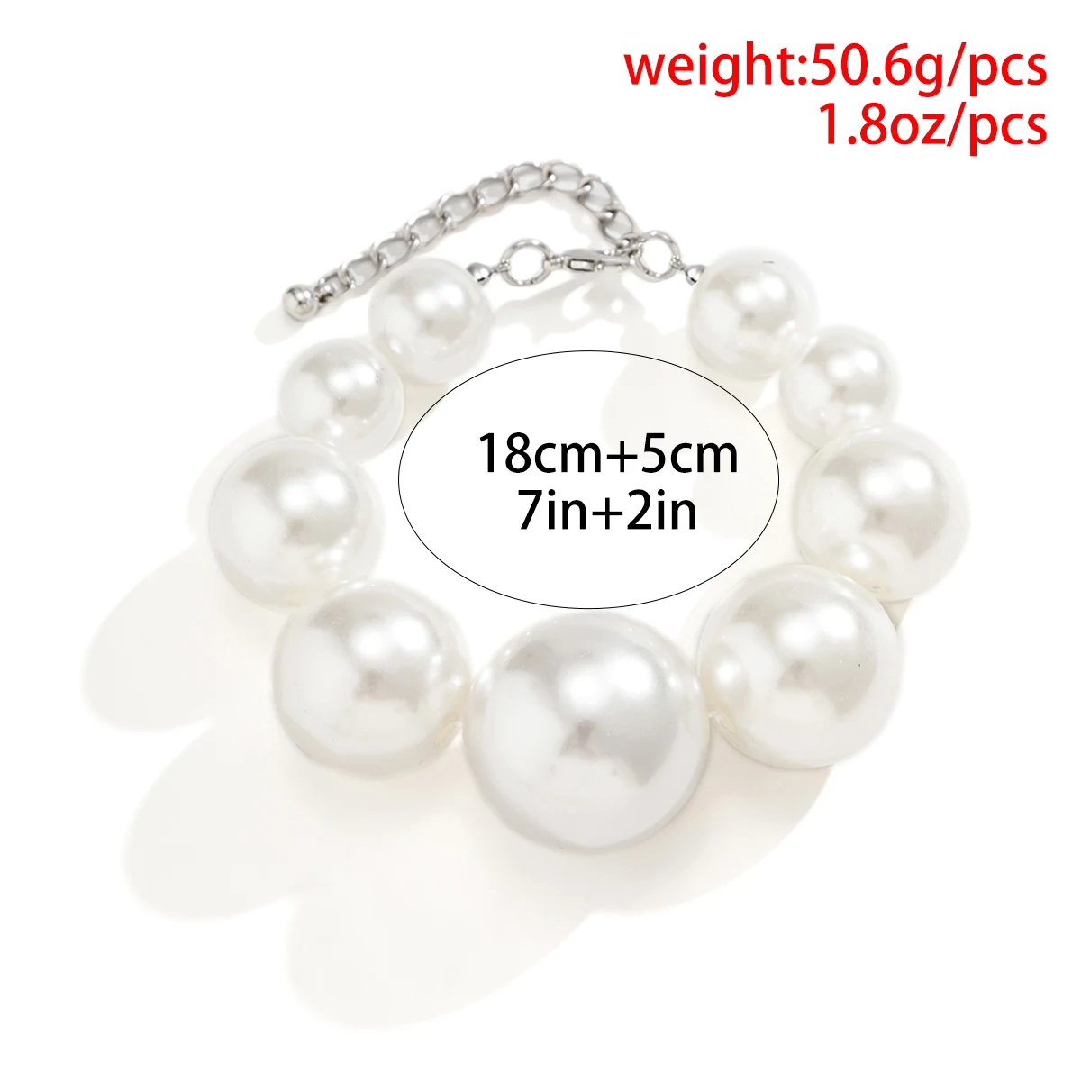 Ingemark Exaggerated Big Imitation Pearl Chain Bracelets Women Hip Hop Bead Heavy Chunky Chain Bangles Grunge Jewelry Steampunk