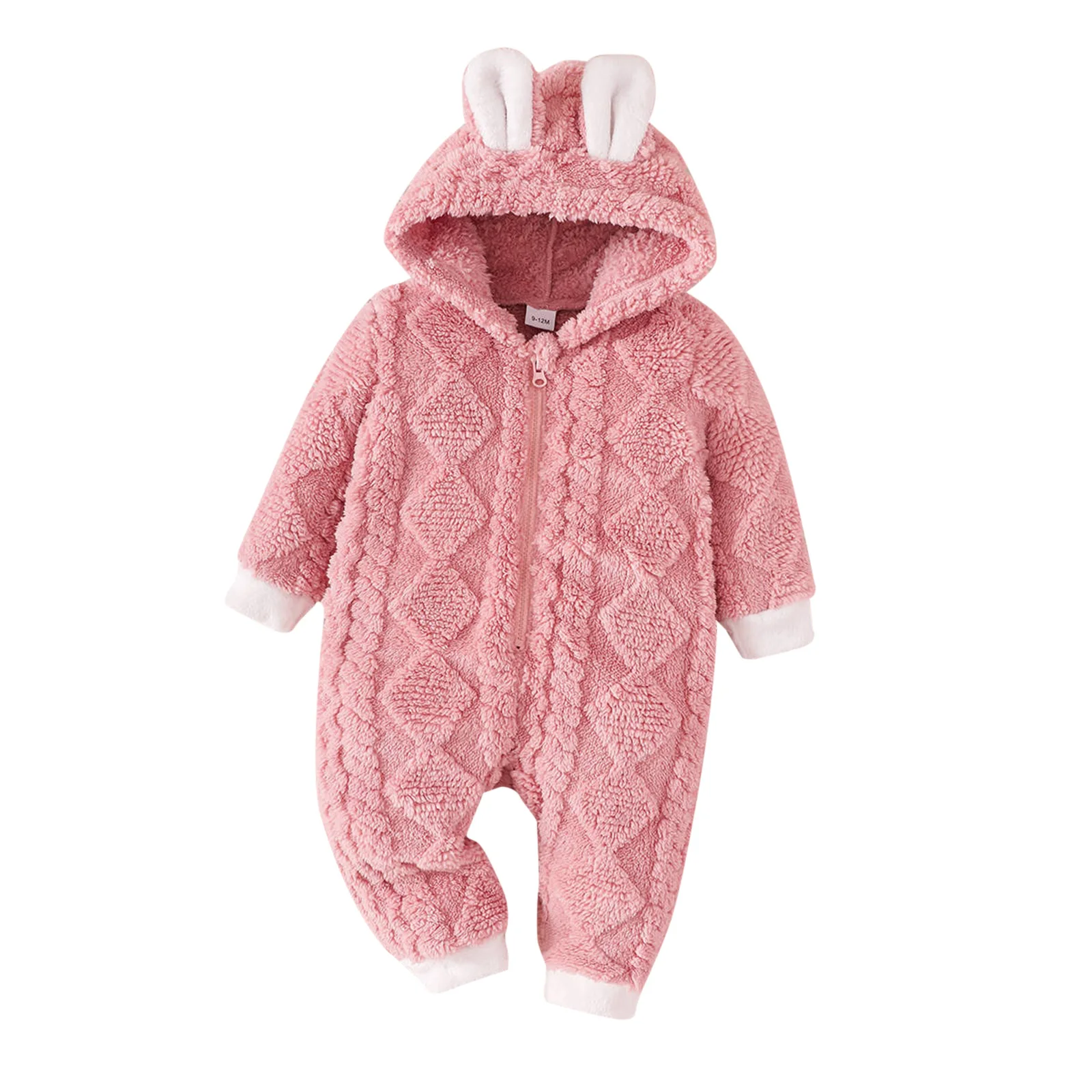 2026 الشتاء طفل رضيع الفتيات الشتاء رومبير مع آذان أرنب لطيف كم طويل مقنع الدافئة زمم بذلة #1