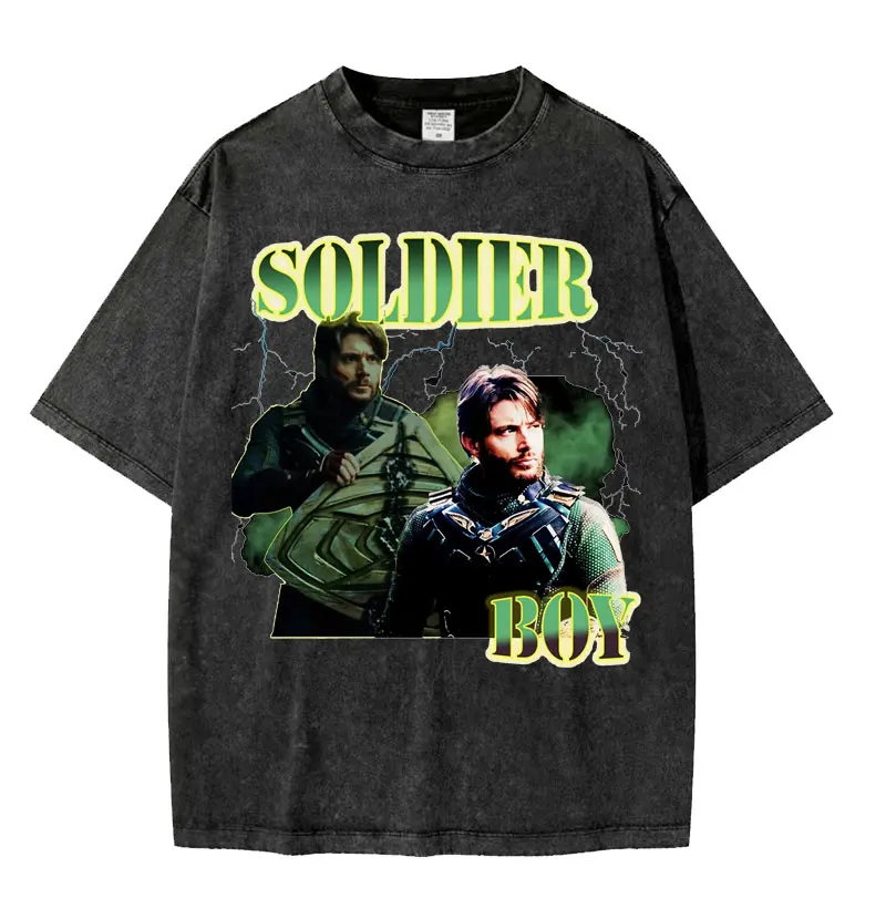 تيشيرتات رجالية كلاسيكية مغسولة ، الأولاد ، ويليام ، الجزار ، ملابس الشارع الهراجاو ، كبيرة الحجم ، فضفاضة ، تيشيرتات قصيرة الأكمام ، محدودة #4