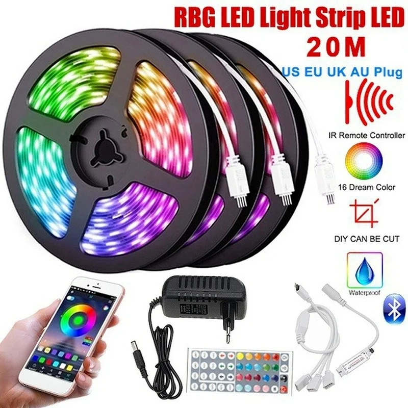 Smart LED Light Strip 44-key Remote Control LED Strip Lights Music Sync 16 Million Colors RGB LED Lights for Home Party