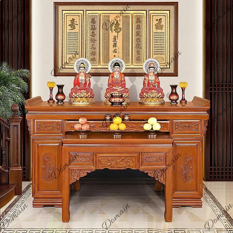 DS Modern Minimalist Buddhist Altar Table with Cabinet, Small Feng Shui Shrine Stand for Home Worship H