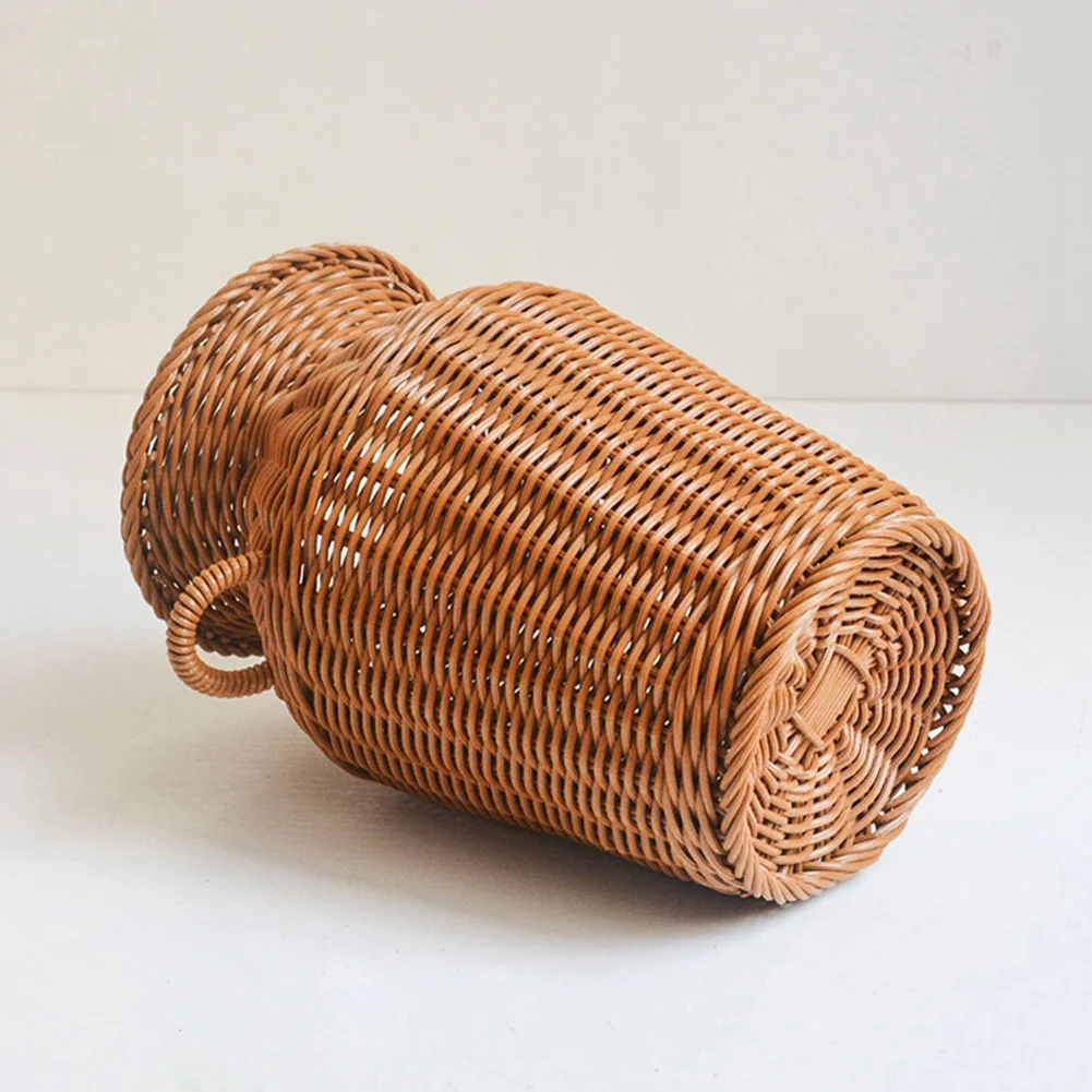 AEE8-Imitation Rattan Woven Vase Art Vase Tabletop Decoration Plants Flower Pot Faddish Flower Rattan Crafts For Home Decor