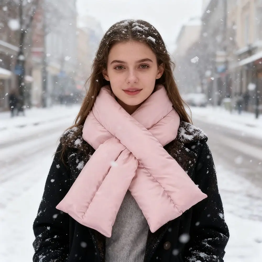 Nueva bufanda de invierno de algodón, bufandas cálidas a prueba de viento con anillo cruzado, bufandas de esquí gruesas suaves para mujeres y hombres