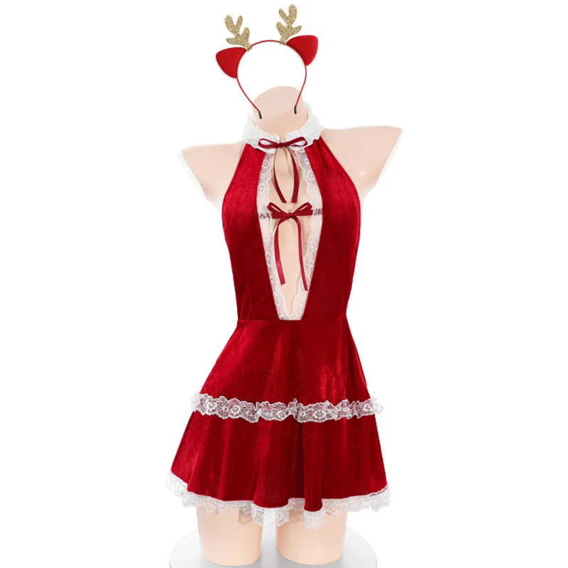 AniLV Weihnachten Outfits Neue Serie Santa Claus Kleidung Frauen Sexy Rot Samt Kleid Cosplay Kostüm Frohe Weihnachten