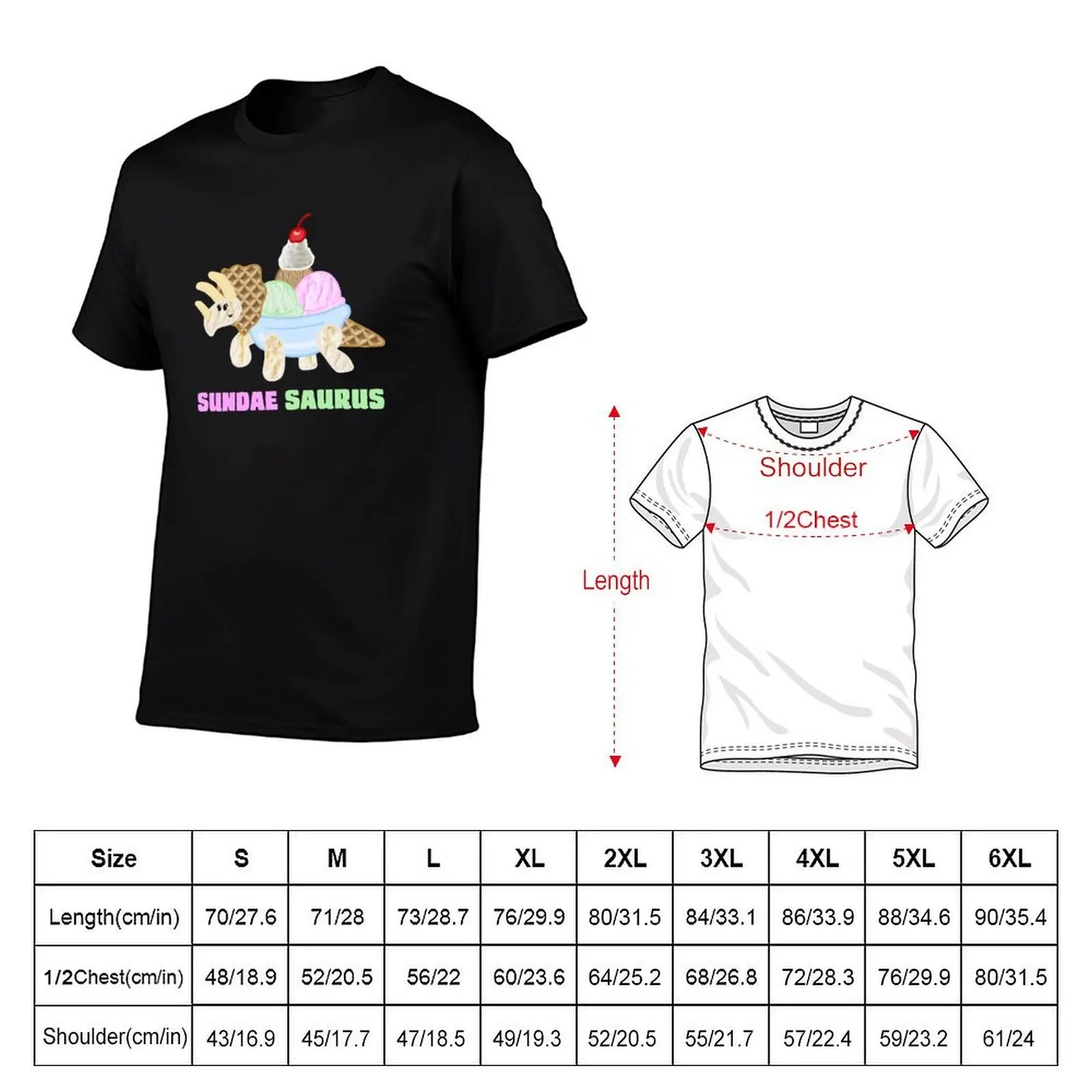 Sundae Saurus (with text) T-Shirt cotton t shirts man 100% man t shirts graphic man t shirt luxury T-shirt