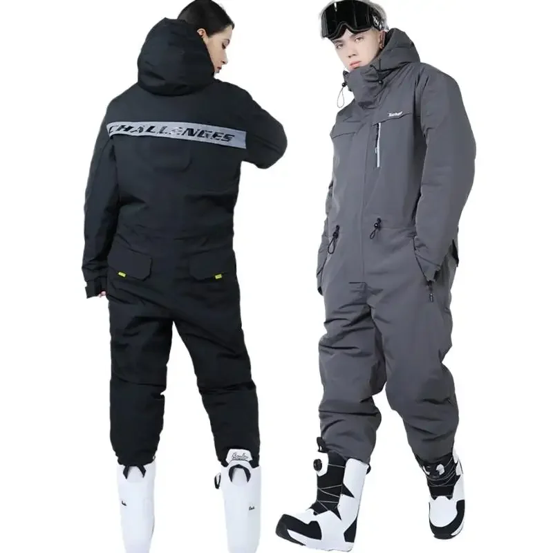 For Ski Suit Cold-Proof Men's and Women's One-Piece Outdoor Suit Waterproof Windproof Thickening Warm One-Piece Suits Winter