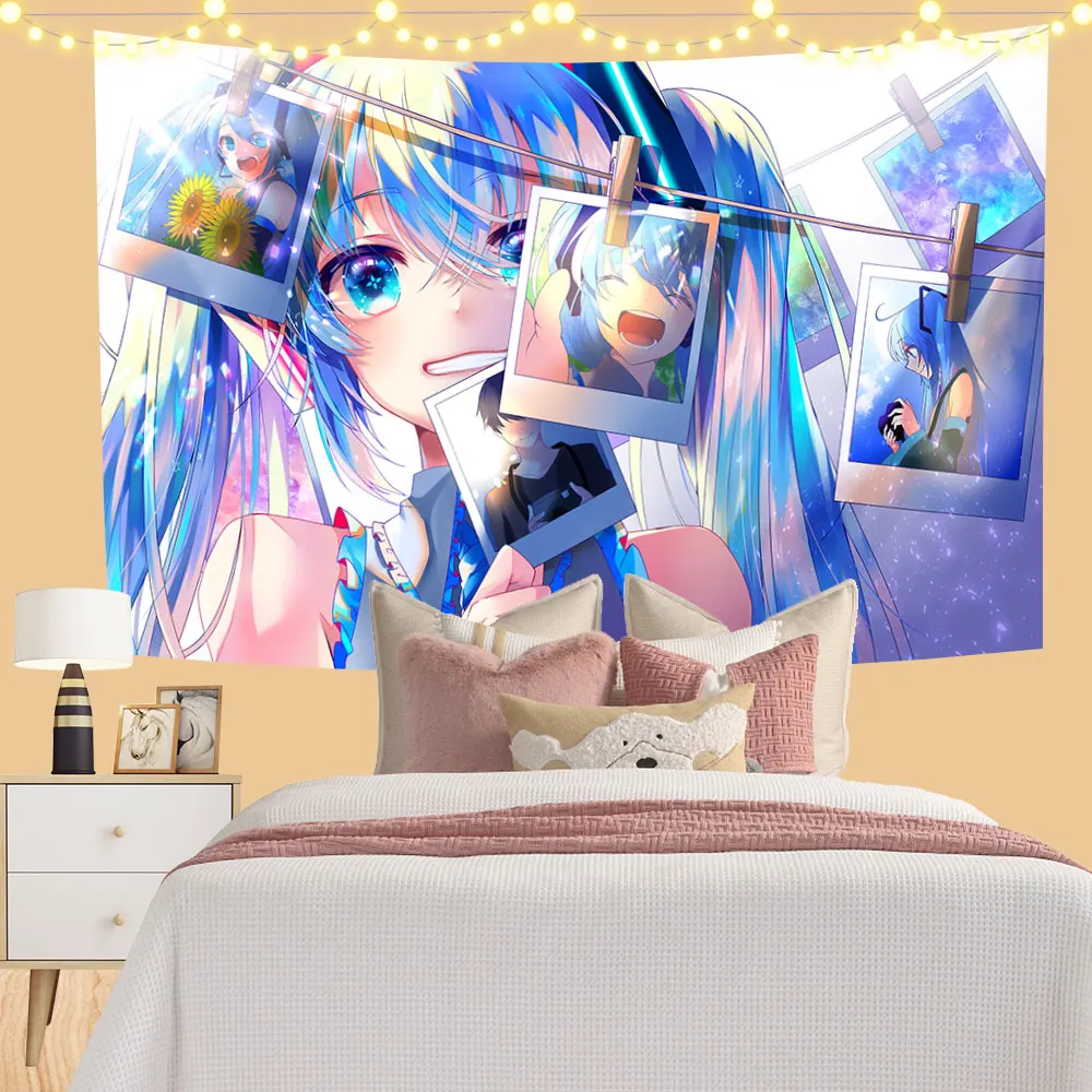 Kawaii Wall Hanging Tapestries Anime Cute Girl Bedroom Bedside Decorative Japanese Cartoon Home Decorations