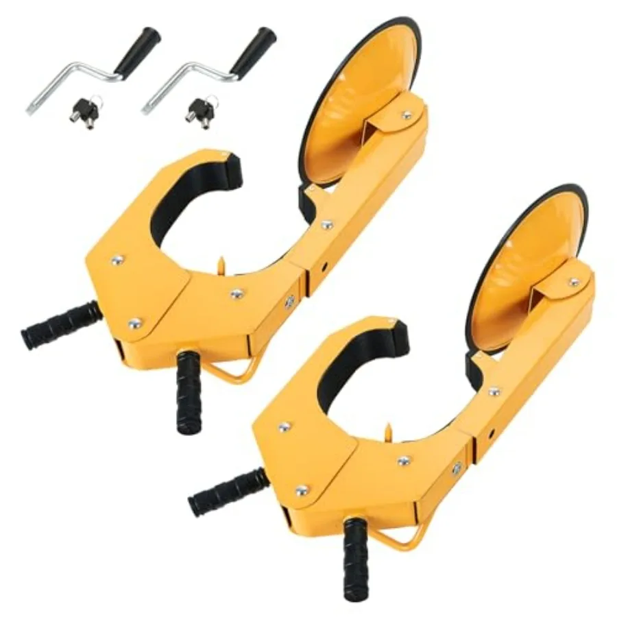 2 Pack Adjustable Heavy-Duty Wheel Lock Clamp for Cars Trucks SUVs Campers RV Trailers Anti-Theft Tire Lock with Durable Metal