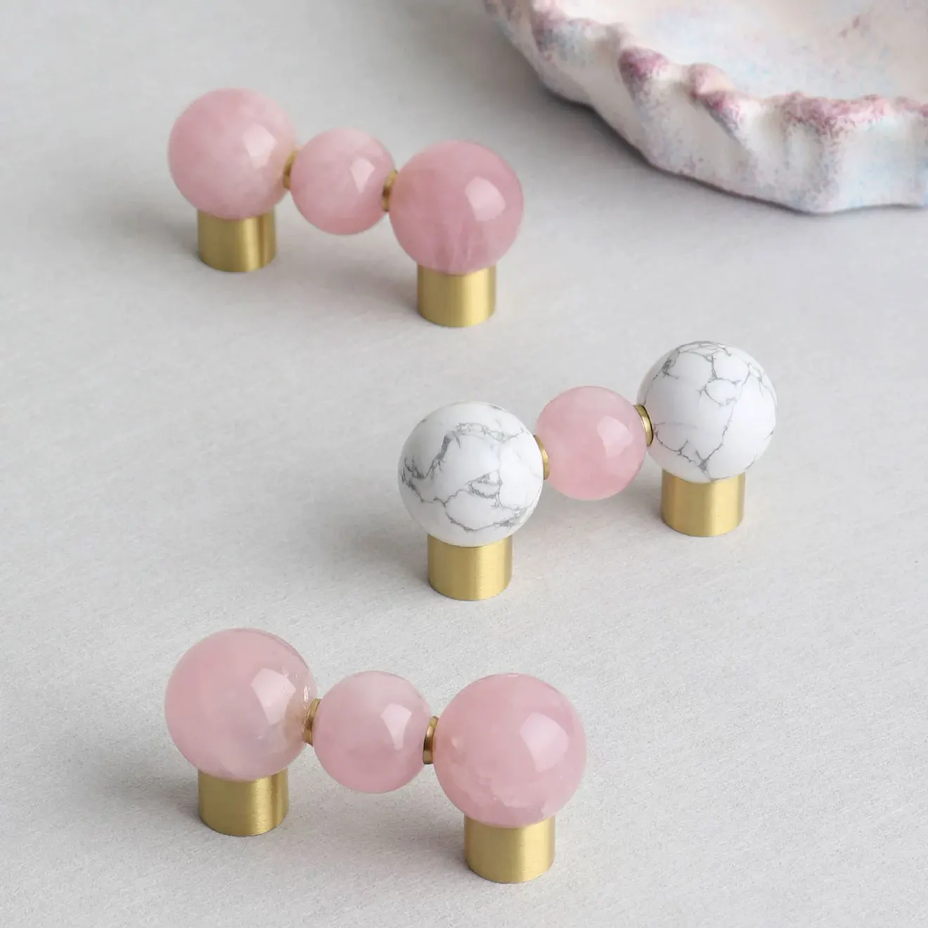 Natural Stone Crystal Cabinet Handles Light Luxury Wardrobe Door Pulls Silver Drawer Knobs Creative Elegant Furniture Hardware