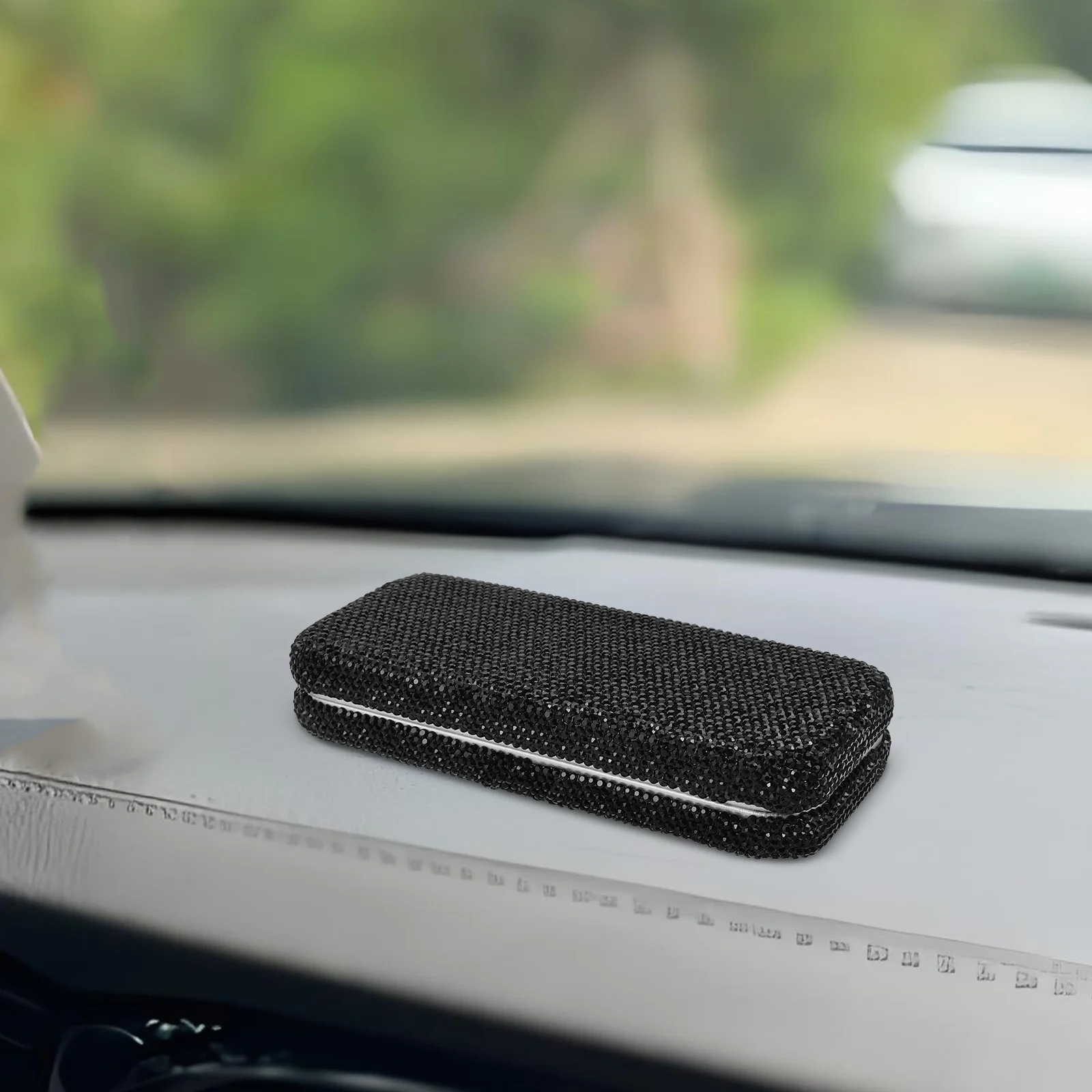 

Rhinestone Car Sunglasses Holder Portable Organizer Case Hard Shell Eyeglass Box Travel Protective Glasses Container