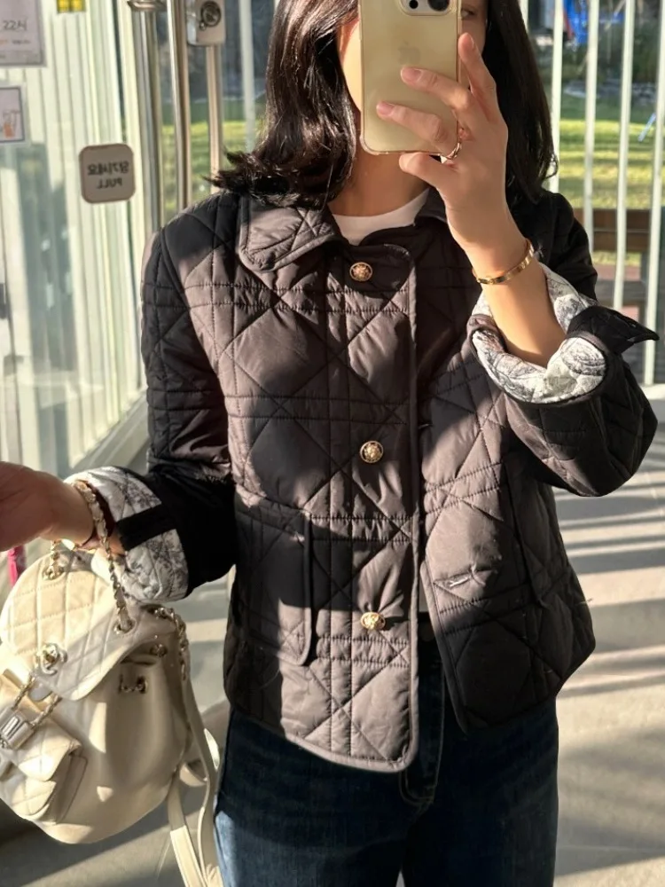 ملابس خارجية نسائية من Faionable ort Cotton Jaet ذات ياقة مرصعة بالألماس وزر واحد ومتعددة الاستخدامات للنساء