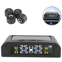 LCD Display Wireless Tire Pressure System Intelligent Temperature Warning Car TPMS USB Solar Powered + 4 External Sensors
