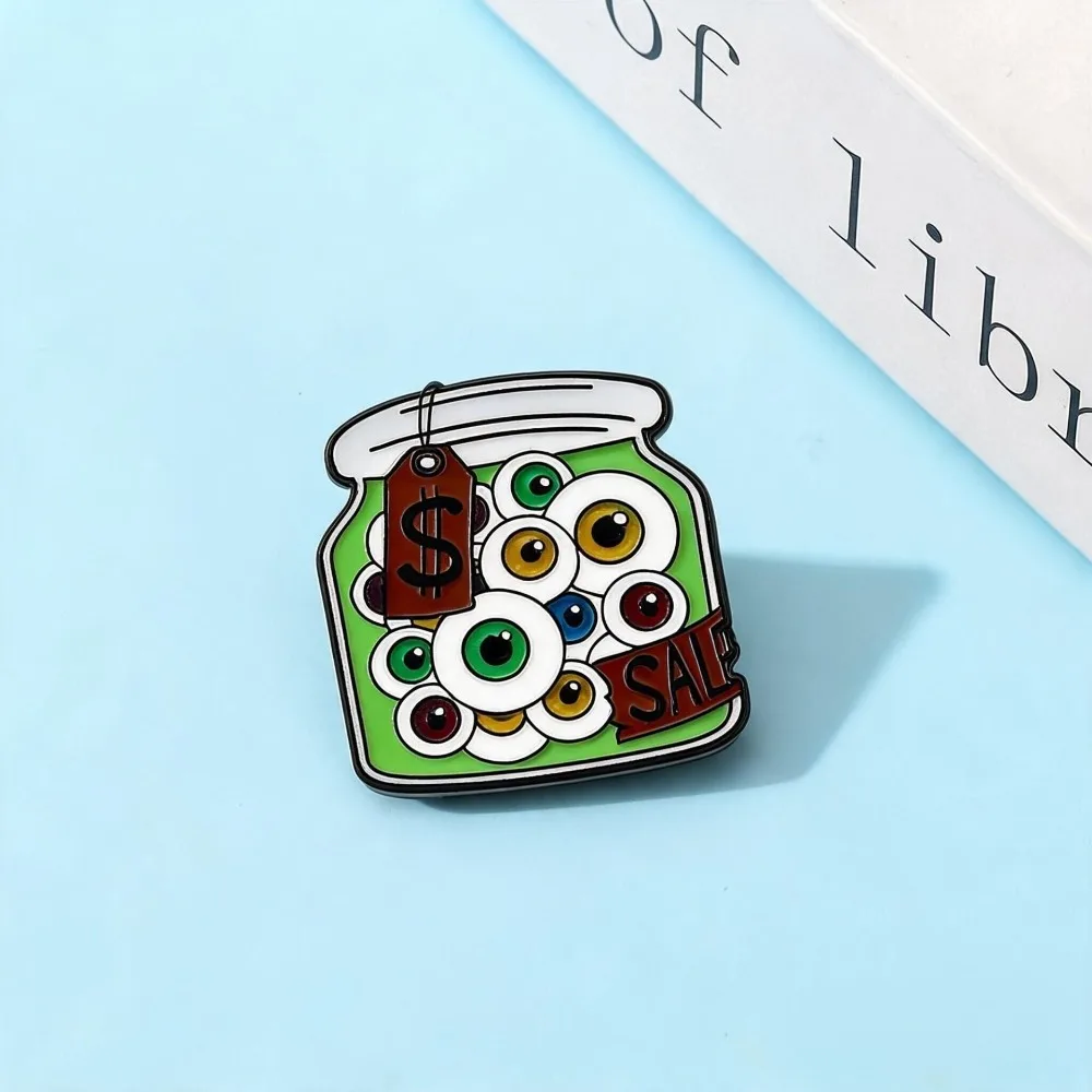 Funny Canned Eyeball Enamel Brooch Subculture Gothic Quirky Badge Coat Bag Niche Fashion Jewelry Accessories Small Gifts Pin