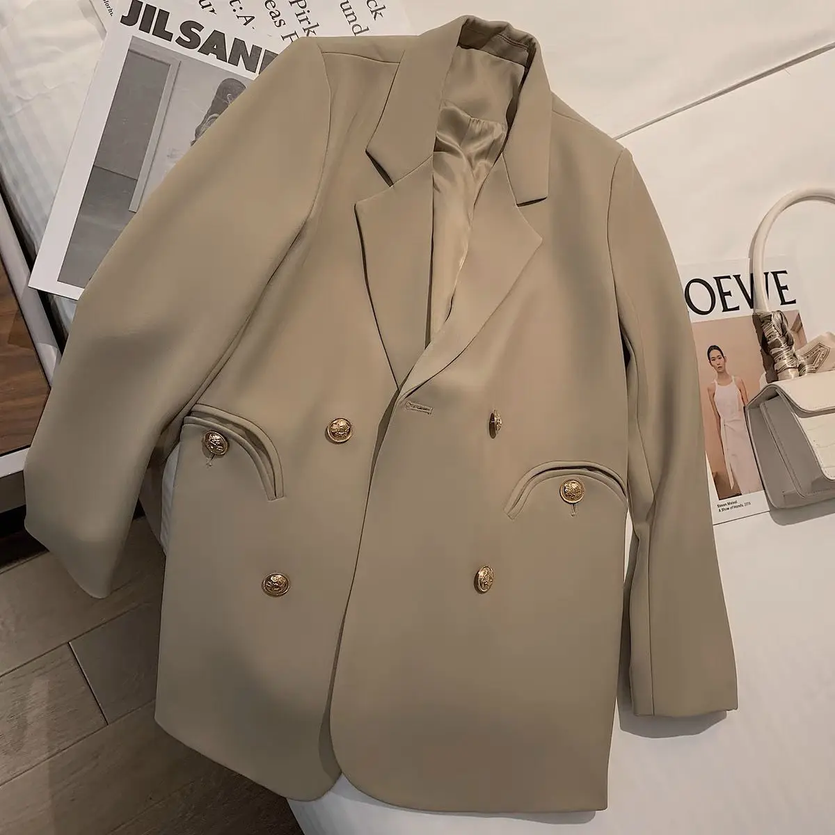 Spring 2023 New Khaki Suit Coat Women's Advanced Design  Casual Small Suit   blazer femme  womans blazer