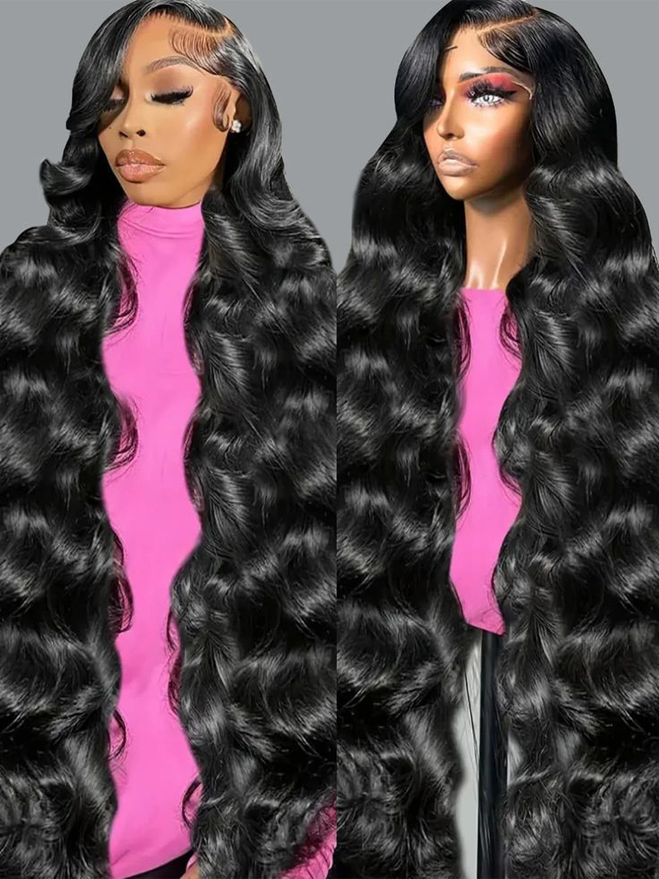 40 بوصة 250% الكثافة 13x4 شفافة الجسم موجة الدانتيل أمامي باروكة من شعر طبيعي قبل قطعها مع شعر الطفل شعري طبيعي