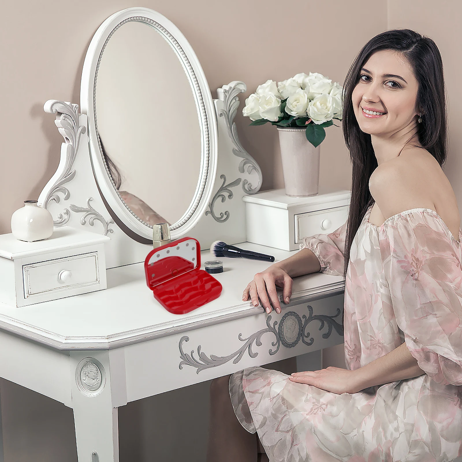 

LED Eyelash Storage Box Case Holder Empty Boxes for False Eyelashes Organizer Mirror