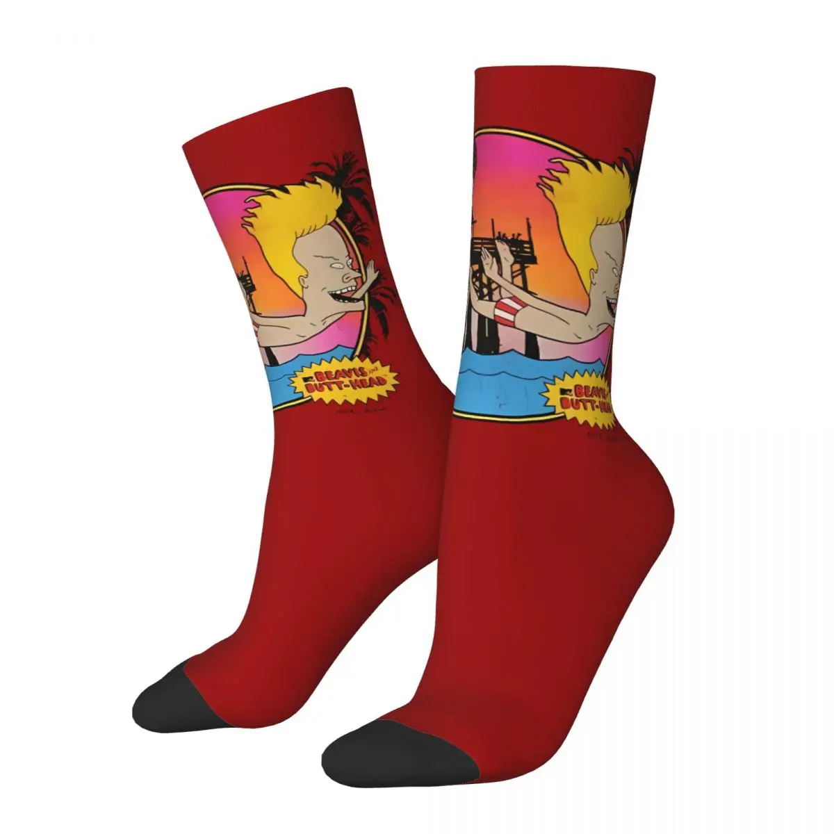 Beavis And Butthead cosy High elasticity polyester fiber Unisex Running Happy 3D printing Street Style Crazy Sock