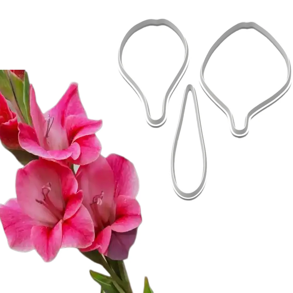 Gladiolus Sword Lily Silicone Mold&Cutter Art Craft Claypolimer Wax Candle Flower Cold Ceramic Porcelain Handmade Earring Decor view 3