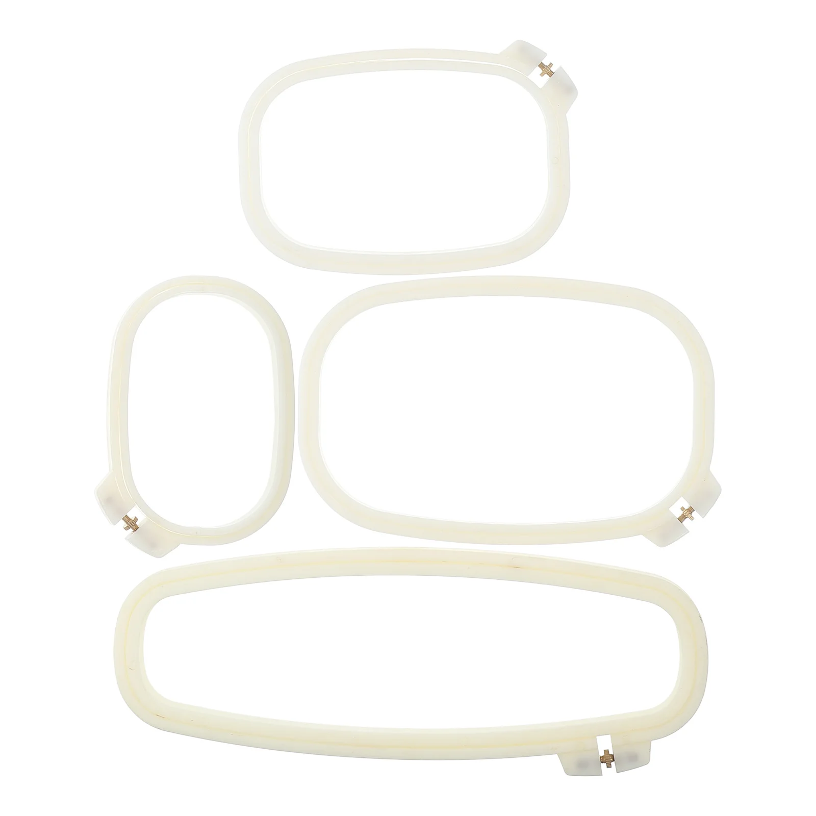

4pcs Beige Plastic Mini Cross Stitch Supplies Frames Cross Stitch Supplies 6inch 12inch Oval Embroidery Hoop Sewing Gifts