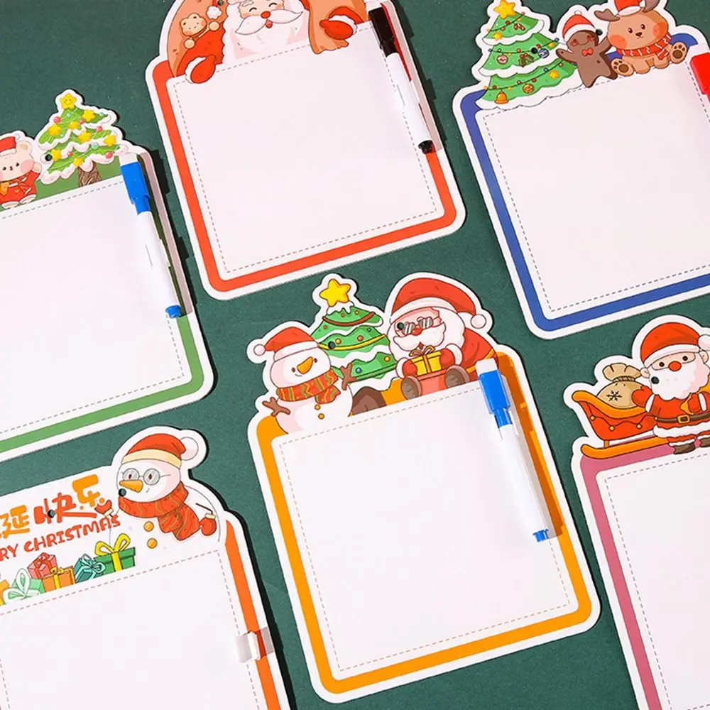 3/5/10pcs Creative Christmas Erasable Whiteboard Reusable with Erasing Pen Erasable Drawing Board Christmas Decoration Portable