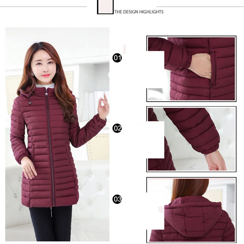 Jacket Women Ultra-light Thin Down Cotton Coat 2022 Autumn Winter Slim Hooded Warm Outerwear Female Jacket Cotton Padded Parka