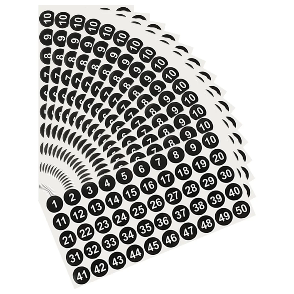 15 Sheets Number Sticker Round Digital Stickers Labels Adhesive Multipurpose Office