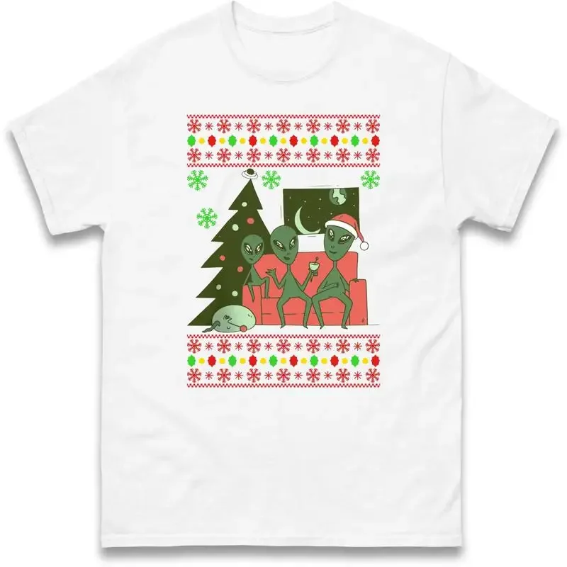 Merry Christmas Alien Winter Holiday T Shirt New Year Xmas Group Costume