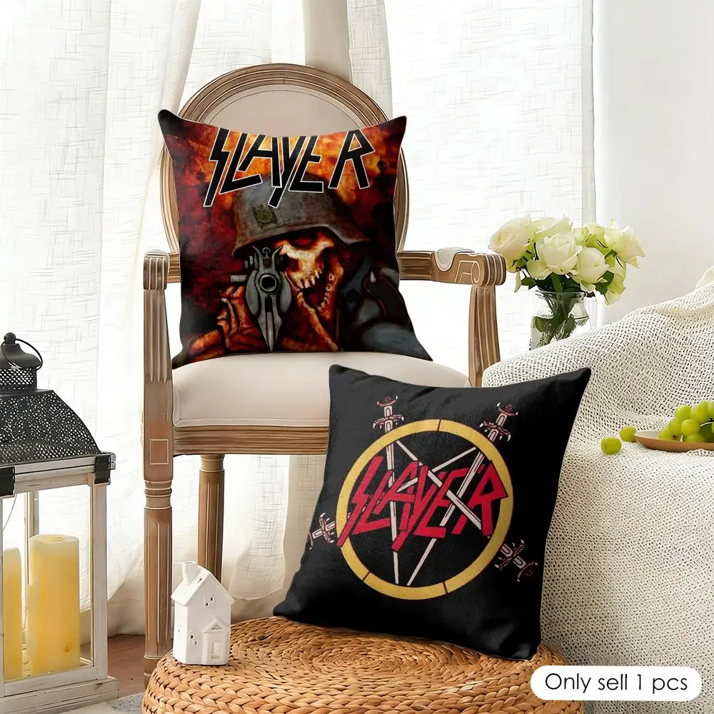 Classic Band S-Slayer Cushion Cover Organic Linen Square Pillow Case Durable Non-Allergenic And Kind To Skin