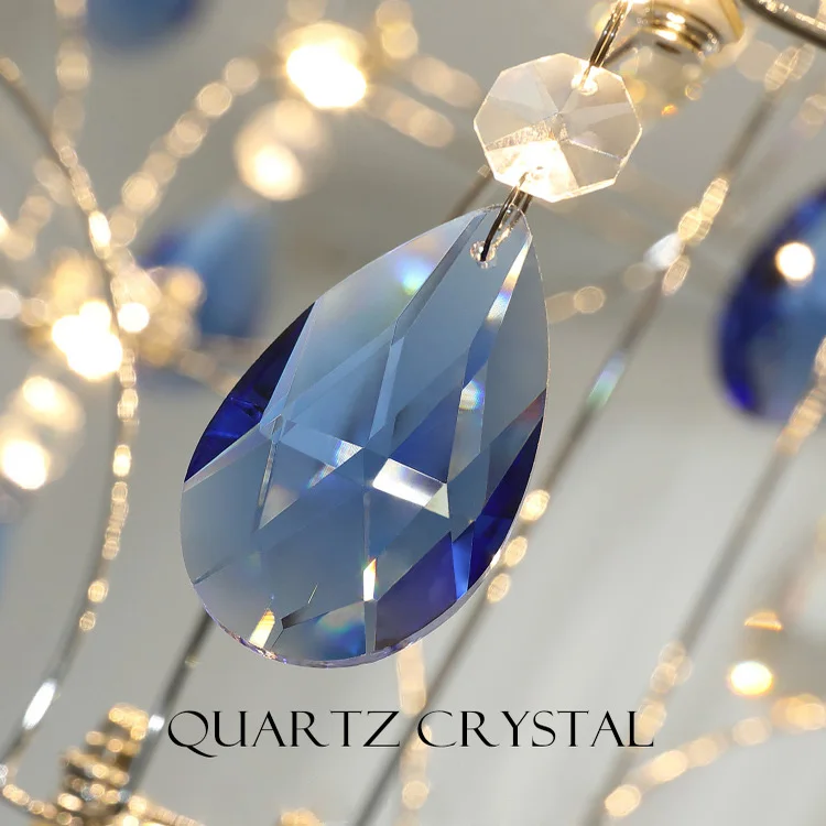 الفرنسية الفاخرة الأزرق كريستال قلادة Led أضواء رومانسية الفن المعيشة غرفة الطعام الثريات الإضاءة ديكور غرفة نوم مصابيح معلقة #6