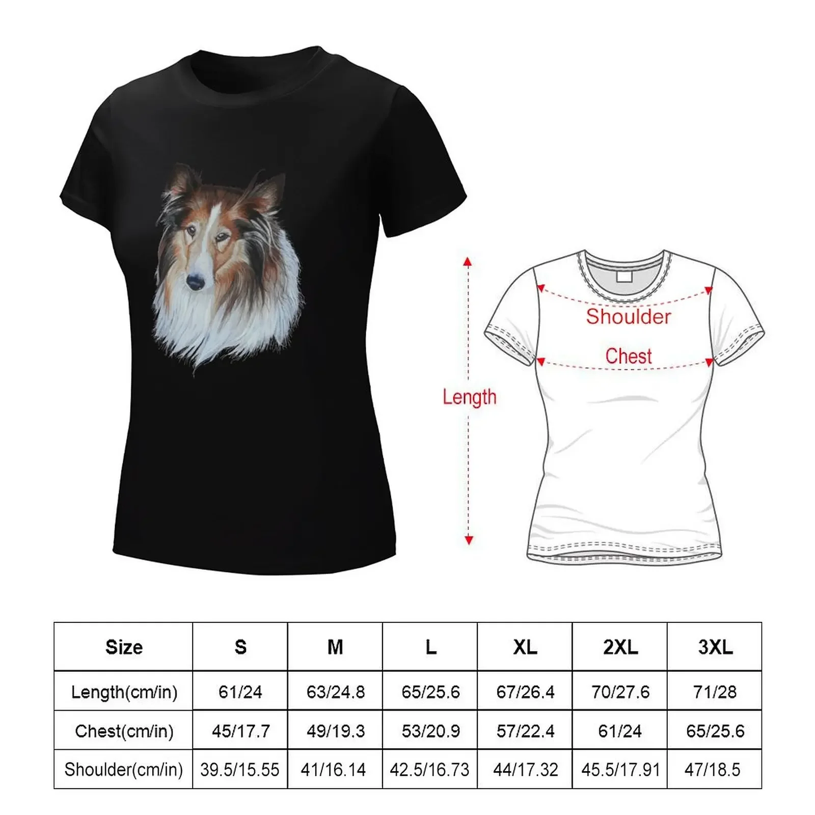 Bonnie the Rough Collie T-shirt lady clothes plus size tops summer clothes white t shirts for Women