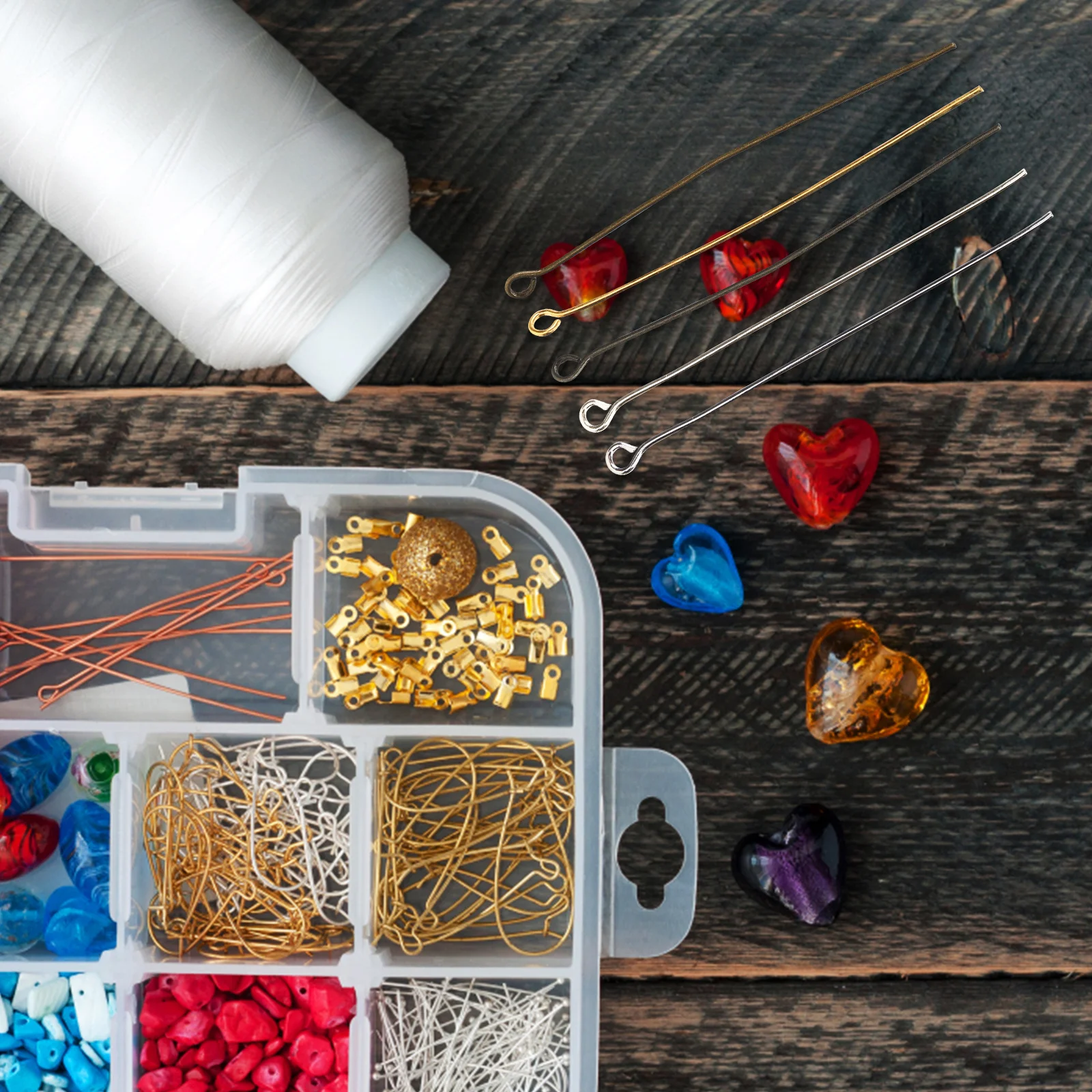 

500Pcs Metal Eye Pin Jewelry Head Pin Easy Storage Box Beading Projects Earring Making Supplies Jewelry Making Supplies