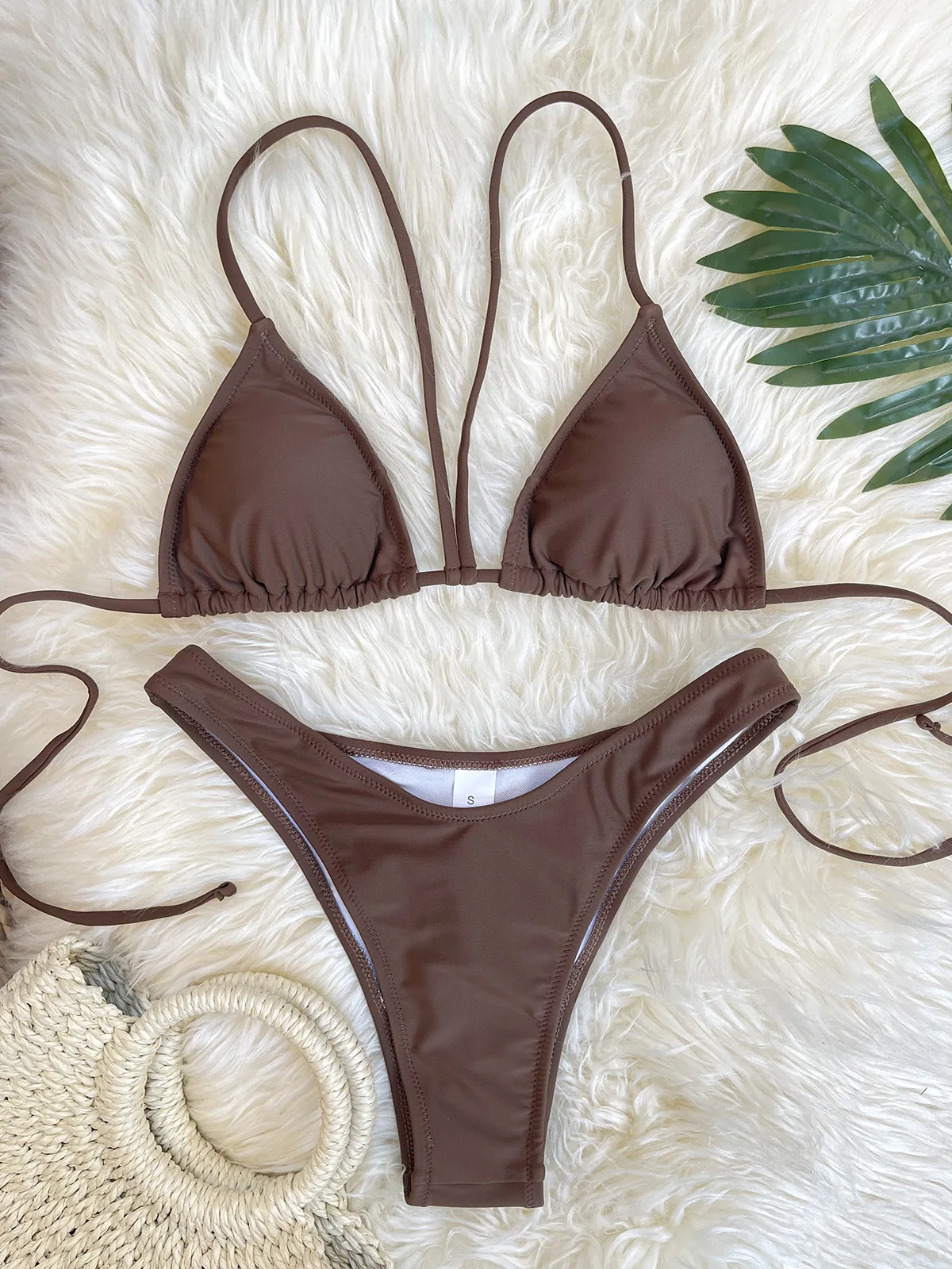 

Melphieer женские купальники 2025 купальник для девочек бикини с высоким низом коричневые комплекты бикини пляжная одежда летние костюмы новые наряды