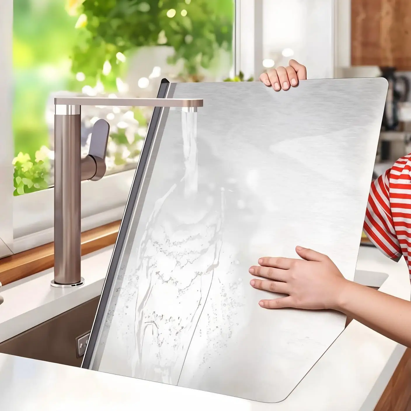 304 Stainless Steel Cutting Board, Multi-use for Dough Kneading, Chopping, Fruit Cutting, Antibacterial Kitchen Surface