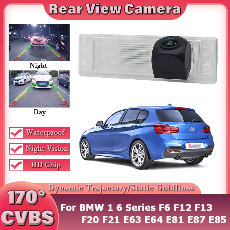 For BMW 1 6 Series F6 F12 F13 F20 F21 E63 E64 E81 E87 E85 E86 HD Fisheye CCD Dynamic Trajectory Car Rear View Wireless Camera