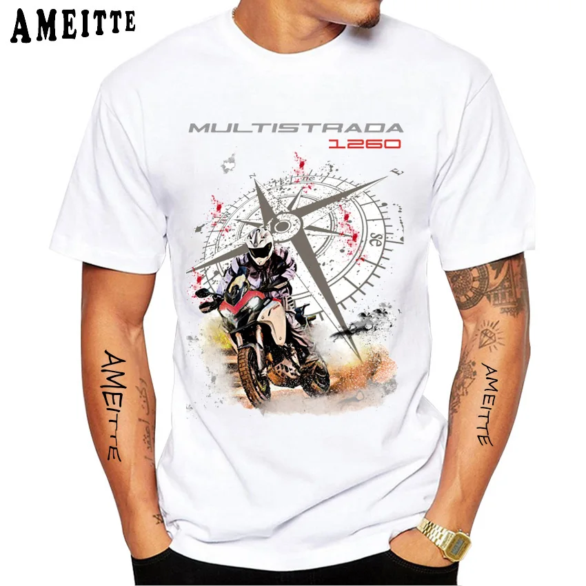 

Dcat Multistrada 1260 V4 Enduro Motorcycle Rider T-Shirt Men Short Sleeve Boy GS Adventure Sport Casual White Tops Riding Tees